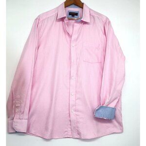 Johnston & Murphy Work Business Dress Button-Down Shirt Career Contrast Cuffs L